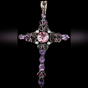 Nicky Butler 925 Sterling Silver Designer Pink Quartz Rhodolite Garnet Pendant